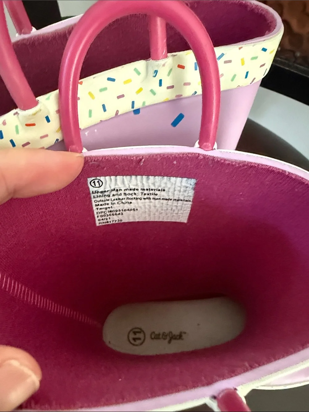 Cat & Jack Purple Donut Rain Boots with Pink Handles